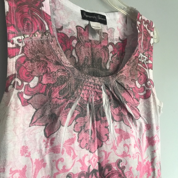 Pink Boho Floral Scrollwork Tank S - Picture 3 of 4